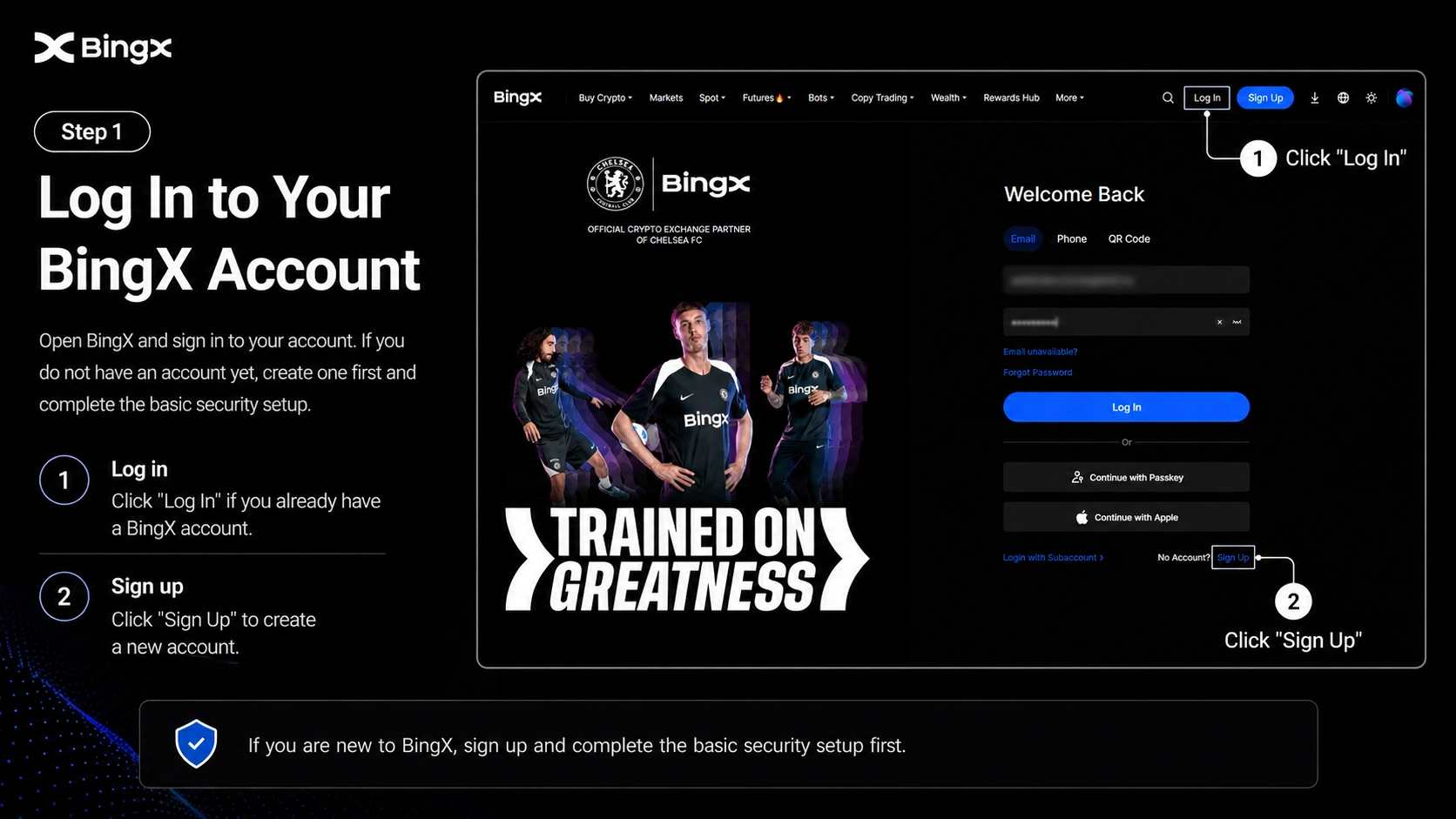 Step 1 - Log in to your BingX account