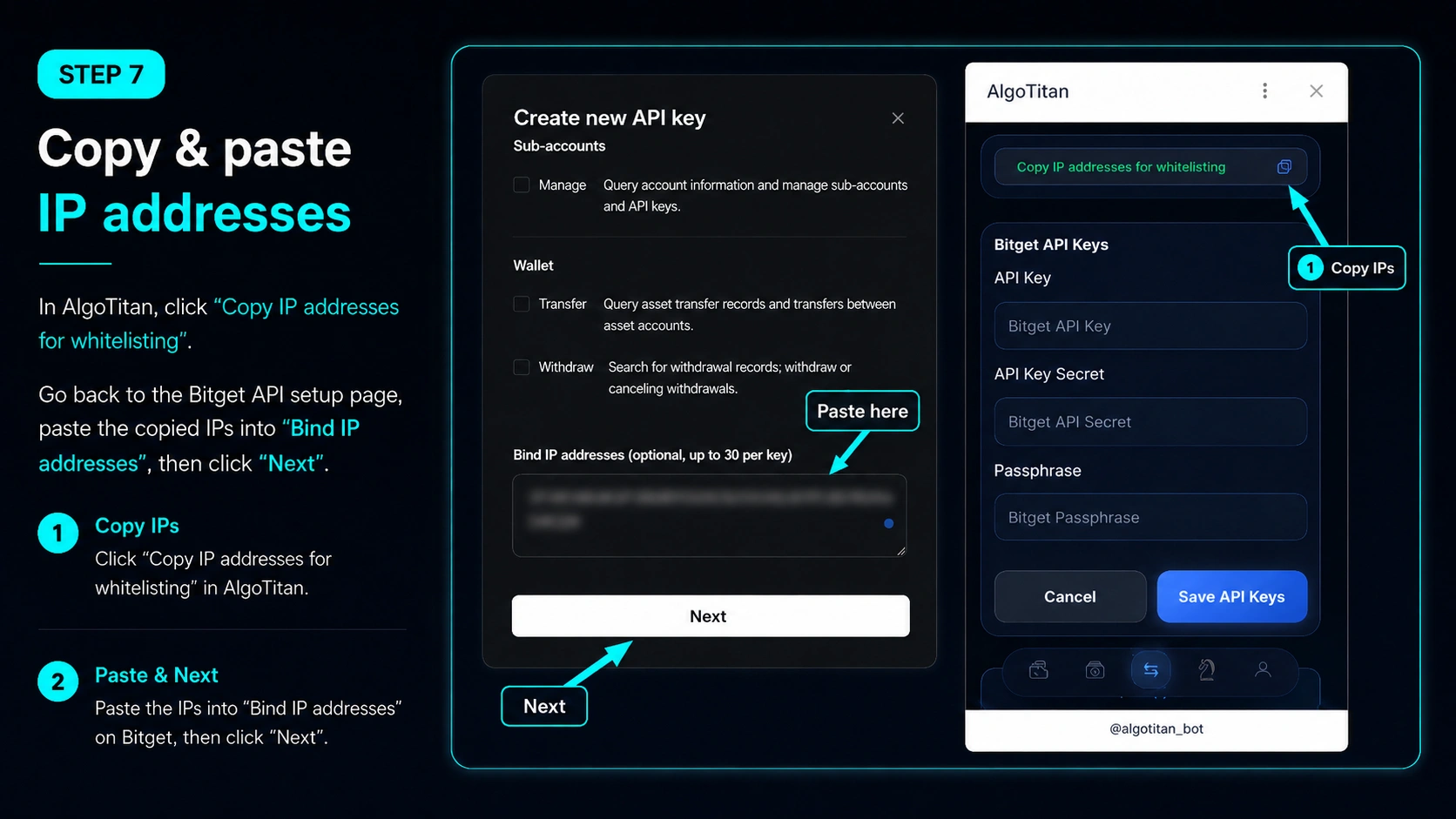 Step 7 - Copy  paste IP addresses from AlgoTitan