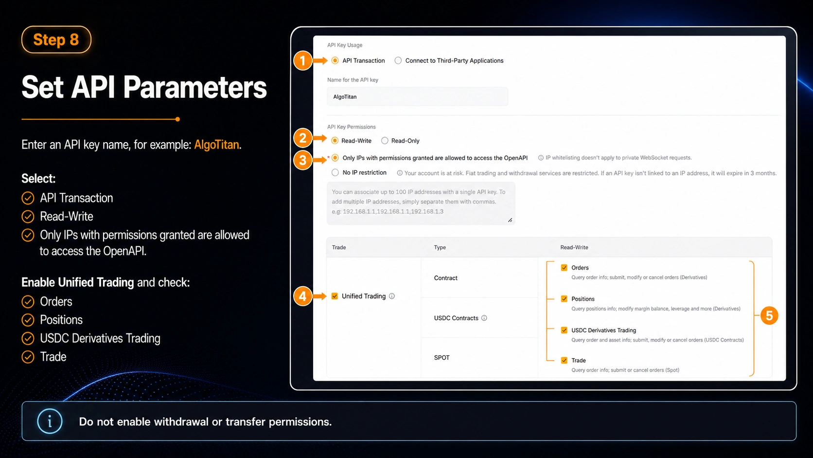 Step 8 - Set the main API parameters