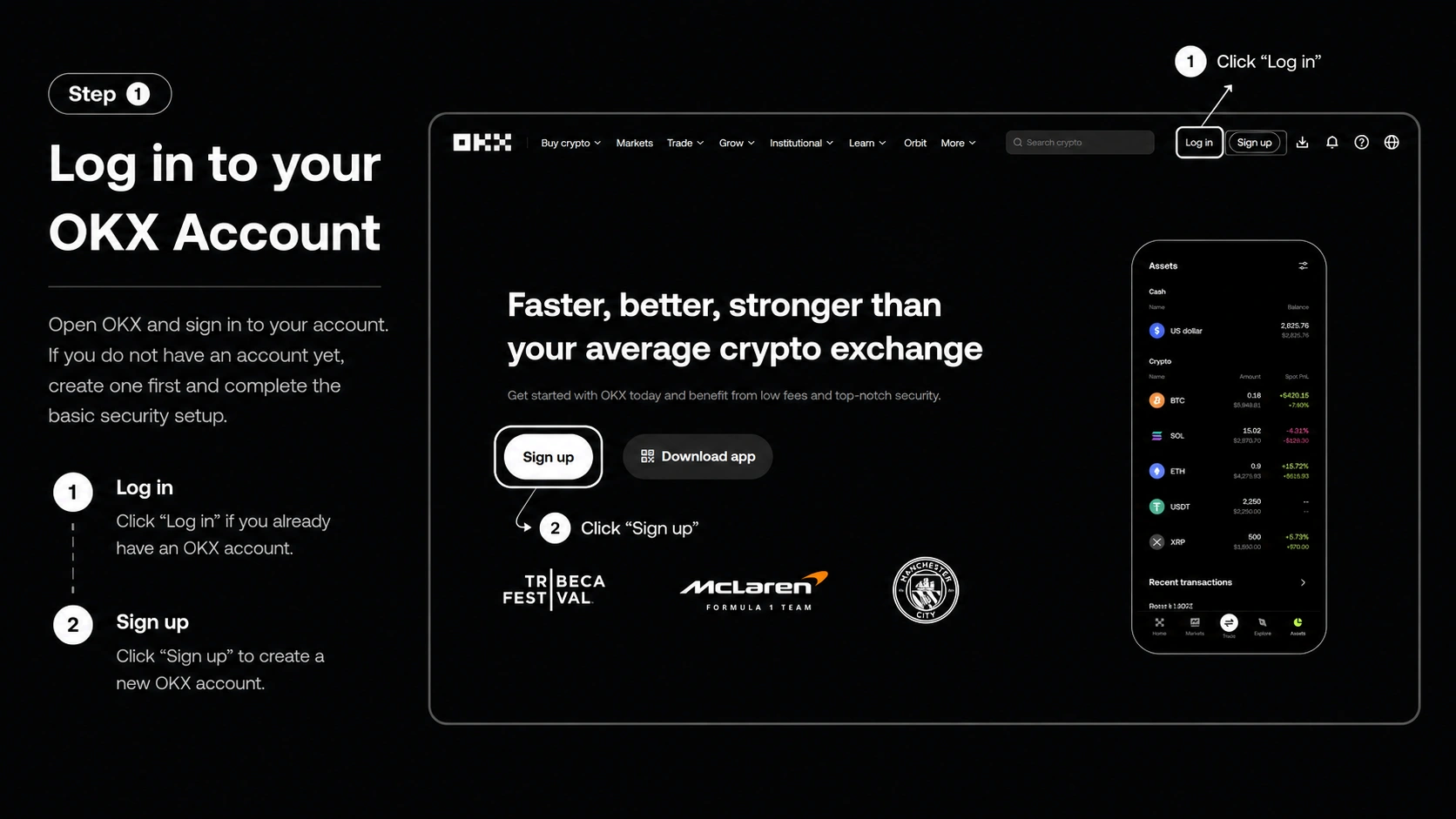 Step 1 - Log in to your OKX account
