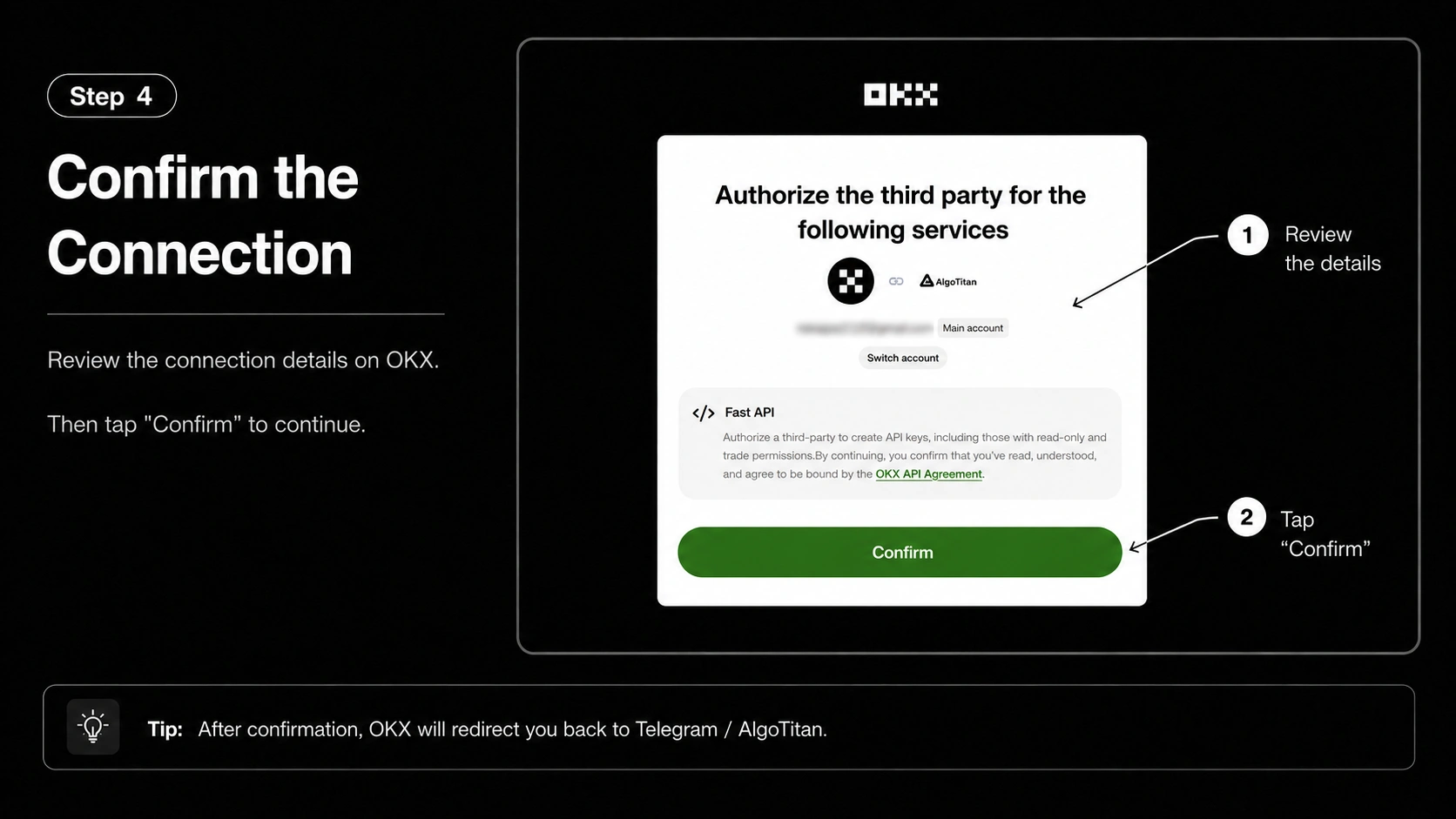 Step 4 - Confirm the connection on OKX
